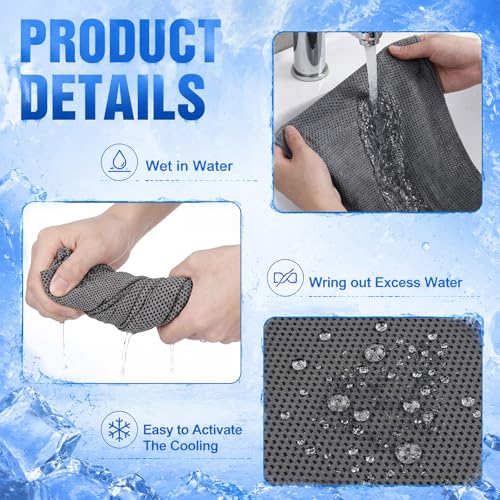 Honoson 20 Pcs12x25 Inch Cooling Hoodie Towel Bulk for Neck and Face 40x12 Inch Quick Dry Sweat Towels Instant Ice Cold Towel for Hot Weather Run Yoga Gym(Dark Gray,Dark Blue) - color: Dark Gray,dark Blue