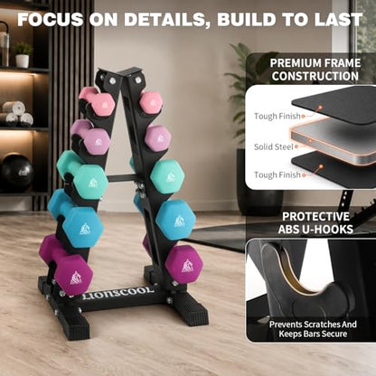 LIONSCOOL 5/6 Tier A-Frame Dumbbell Rack Stand Only, Heavy Duty Steel Weight Rack for Home Gym, Space-Saving Dumbbell Stand (200/300/600LBS Capacity) - size: 5 Tier 1-20LB