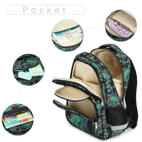 abshoo Cute Dinosaur School Backpack For Boys Elementary Kindergarten Kids School Bag (Dinosaur Black B) - color: Dinosaur Black B