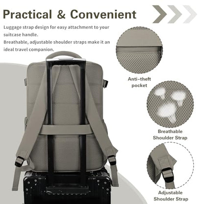 Carry On Backpack for Women & Men – Airline Approved Underseat Size, 15.6" Laptop Compartment, TSA-Friendly 180° Opening, Anti-Theft Business Travel Backpack with Trolley Sleeve(Dark Gray, Medium) - color: Dark Gray, size: Medium