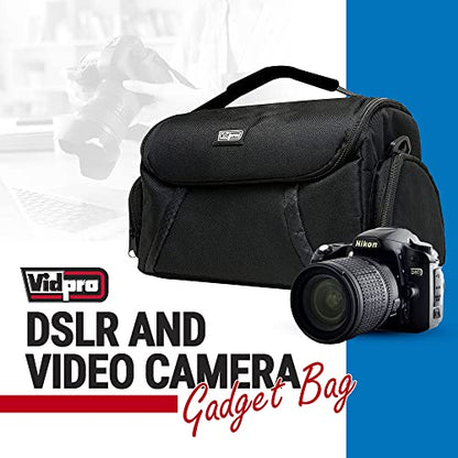 Vidpro DSLR and Video Camera Gadget Bag - Large Protective Case Includes Padded Dividers Handle and Shoulder Strap Compatible with Most Camera Brands Fits 1-2 DSLR Cameras 4 Lenses and Accessories