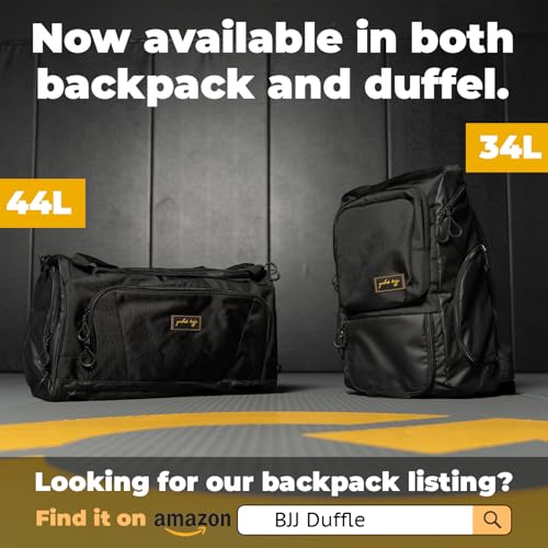 Gold BJJ Jiu Jitsu Backpack - Heavy Duty Gym Bag with Waterproof Gi Pocket - color: Black