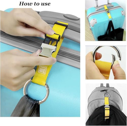 2PCS Add a Bag Luggage Strap Jacket Gripper, Heavy Duty Luggage Straps Carry-on Baggage Suitcase Straps Belts Travel Accessories,Carry Your Extra Bags(Black) - color: Black
