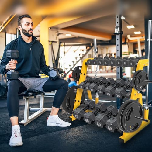 Kipika Heavy Duty 3 Tier Dumbbell Rack Multifunctional, Weight Rack for Dumbbells, Home Gym Equipment, Suitable for Storage of Dumbbell, Kettle Bell, Barbell Plate, Barbell Bar - color: 3 Tier Tilt Shelf