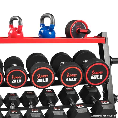 Sunny Health & Fitness Multi-Weight Storage Rack Stand for Dumbbells, Kettlebells, Olympic Weight Plates, Barbell, Medicine Ball - style: Mass Storage Rack