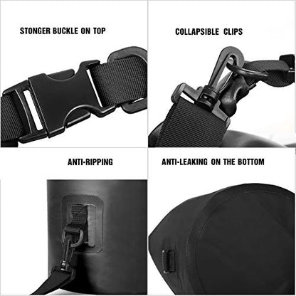Unigear Dry Bag Waterproof, 2L/5L/10L/20L/30L/40L Floating and Lightweight Bags for Kayaking, Boating, Fishing, Swimming and Camping with Waterproof Phone Case - color: Black, size: 2L