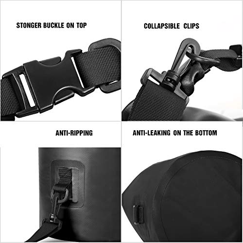 Unigear Dry Bag Waterproof, 2L/5L/10L/20L/30L/40L Floating and Lightweight Bags for Kayaking, Boating, Fishing, Swimming and Camping with Waterproof Phone Case - color: Black, size: 5L