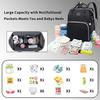 ANWTOTU Baby Diaper Bags with Changing Station,900D Oxford Waterproof Diaper Bag Backpack for Moms Dads with USB Charging Port,Large Capacity Baby Essentials(Ungrade Black) - color: Ungrade---black