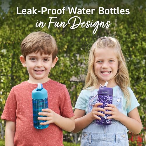 Bentgo Kids Water Bottle - Leak-Proof, Durable Tritan PFAS- & BPA-Free 15 fl oz, Kids/Toddlers Ages 3+ for School & Sports; Bite & Sip Spout, Carrying Handle, Dishwasher Safe (Sharks) - color: Shark