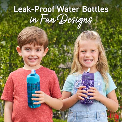 Bentgo Kids Water Bottle - Leak-Proof, Durable Tritan PFAS- & BPA-Free 15 fl oz, Kids/Toddlers Ages 3+ for School & Sports; Bite & Sip Spout, Carrying Handle, Dishwasher Safe (Sharks) - color: Shark