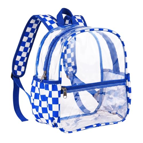 Fomaris Clear Backpack Stadium Approved 12x6x12 Clear Bag for Stadium Events, Sports, Concerts, Festivals,Games - Checkered Blue - color: Checkered Blue