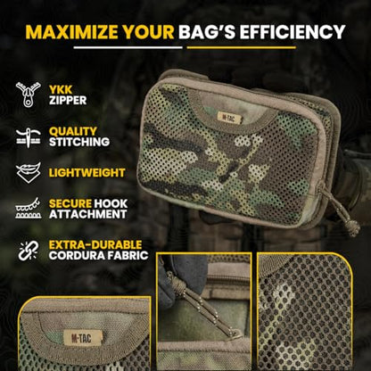 M-Tac Mesh Organizer Pouch with Hook & Loop Backing, EDC Tactical Admin Pouch, Backpack Organizer Insert, Small Gear Utility Bag - color: Multicam