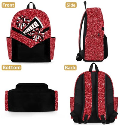 Red Cheer Kids Backpack for Girls Cheerleader Preschool Toddler Backpack Kindergarten Nursery Bookbag Travel Children Lightweight School Bag - color: Red Black