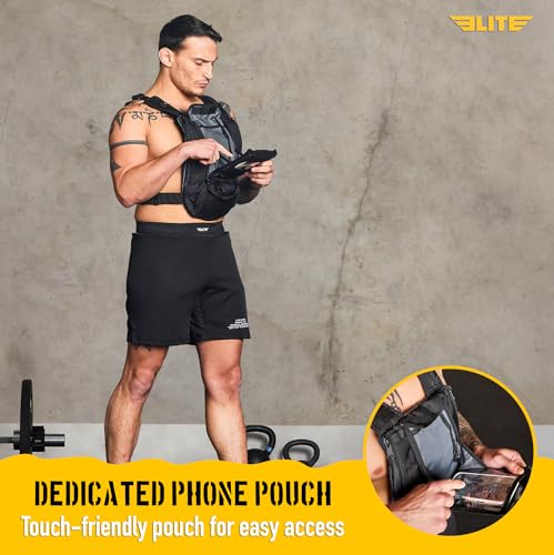 Elite Sports Running Vest w/Phone Holder, Gun Holster for Men/Women, Reflective Lightweight Chest Pack w/Touch Friendly Phone Sleeve, Camera Pocket - Chest Rig for Hiking, Trail, Marathon, Camping - size: Large