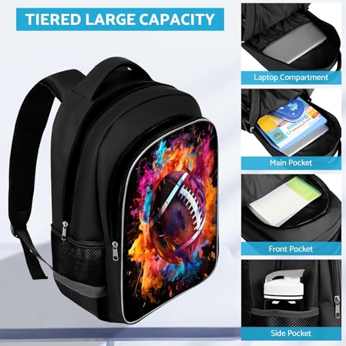 TILYTADLY School Backpack for Boys - American Football Boys Backpack for Kids Children Teens Elementary Middle School - Students Bag for Ages 6-18,17″Bookbag Multifunctional Large Capacity - color: American Football-05-backpack Only