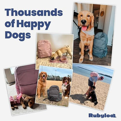 Dog Travel Bag for Supplies - Complete Dog Diaper Bag Backpack with 2 BPA-Free Travel Bowls, Treat Pouch, Food Container, Placemat & Laptop Sleeve – for Traveling, Road Trips, Hiking: Beige - color: Beige