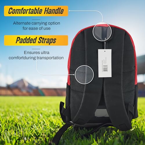 Vizari Soccer Backpack Soccer Bag | Water resistant Durable Equipment Bag for Football, Basketball, Volleyball | Cleats and Ball Compartment - Red,Blue,Pink,Black - color: Black/Red