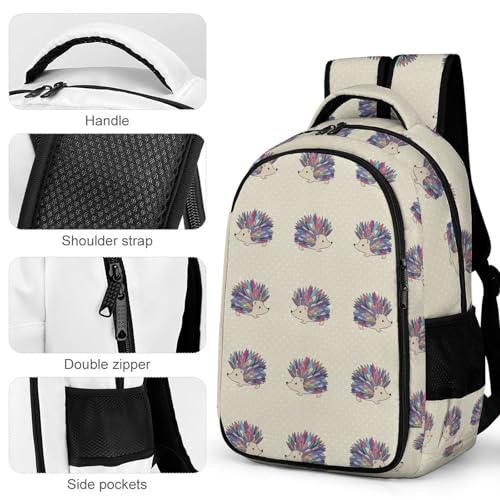 Cute College Laptop Backpack Hedgehog Polka Dot, Sturdy Travel Business Bag with Tumbler Holder Gifts for Nurse Teacher Women - color: Pattern (262)