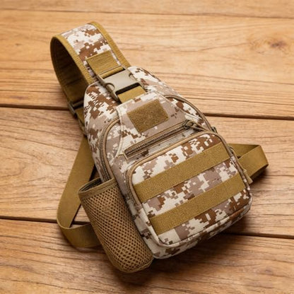 RiToEasysports Sling Backpack, Multifunctional Chest Shoulder Sling Bag Outdoor Pack Adjustable Breathable Strap for Fishing Hiking Cycling (Desert)