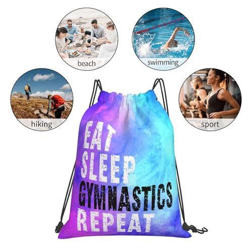 Gymnastics Drawstring Backpack Light Gym String Bag Pink Water Resistant Sackpack Sport Yoga Daypack For Womens Mens - color: Gymnastics5