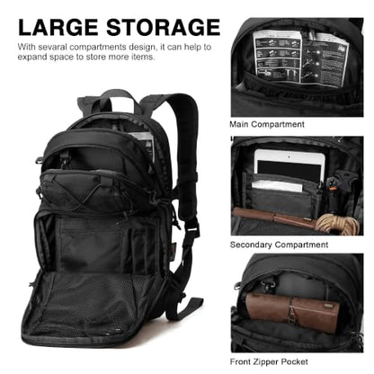 Mardingtop 15L Tactical MOLLE Hydration Backpack – Small Military Bag for Motorcycle, Hiking, Riding, Biking & EDC Daypack - color: Black