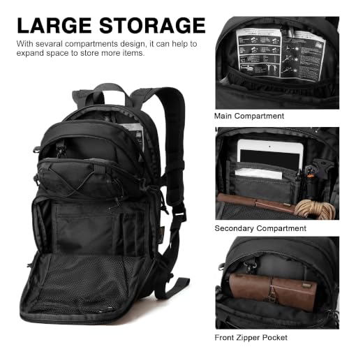 Mardingtop 15L Tactical MOLLE Hydration Backpack – Small Military Bag for Motorcycle, Hiking, Riding, Biking & EDC Daypack - color: Black