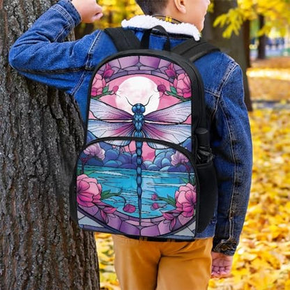 Talayituse Dragonfly Flower Print School Bags Backpack for Kids Girl Large Capacity Stylish Daypack Aesthetic Back to School Gifts Lightweight Bookbags with Bottle Holder Pocket - color: Dragonfly Flower