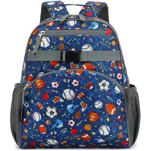 FlowFly Kids Backpack for Toddler Boys Girls, Simple Lightweight Bookbag for Daycare Kindergarten Elementary School Travel, Small Modern Bag (Medium 15''), Football - color: Football, style: Kids Medium: 12l
