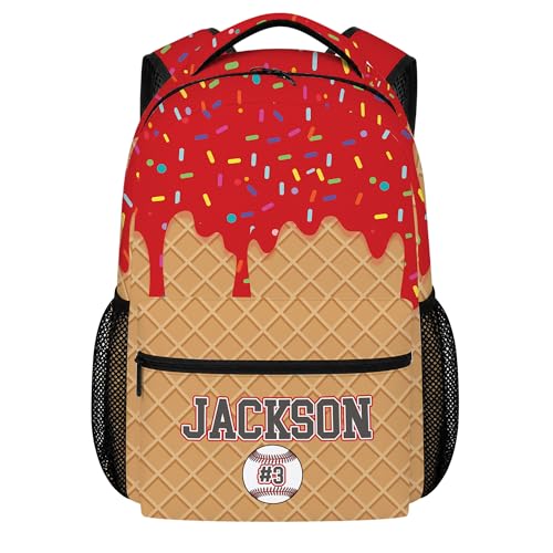 Personalized Baseball Drip Backpack, Blue Ice Cream Print Travel Bag, Multi Pocket Everyday Backpack (#10) - color: #10