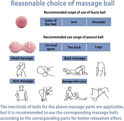 Peanut Massager Ball Set, Double Lacrosse Massage Ball and Mobility Ball for Physical Therapy, Myofascial Deep Tissue Trigger Point Massage Tool for Neck, Shoulder, Back, Legs, Hips (Pink) - color: Pink