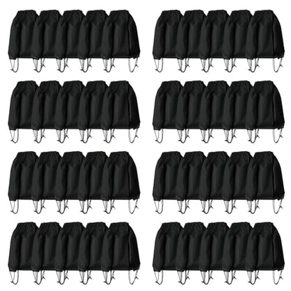 Drawstring Backpack Bulk 40Pcs Draw String Backpack Bags DIY Gym Sports Traveling Yoga Cinch Bag Sackpack Drawstring (black) - color: Black