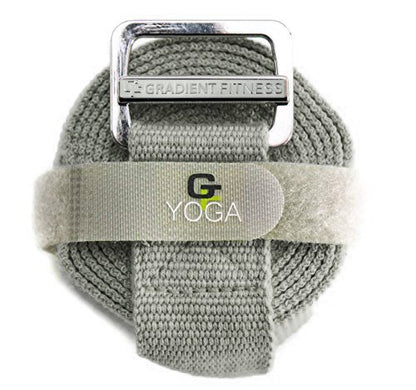 Gradient Fitness Yoga Strap, Friction-Less Easy-Feed Buckle, Super Soft Cotton/Polyester Blend Webbing, Free eGuide. (8 Feet) - color: Grey