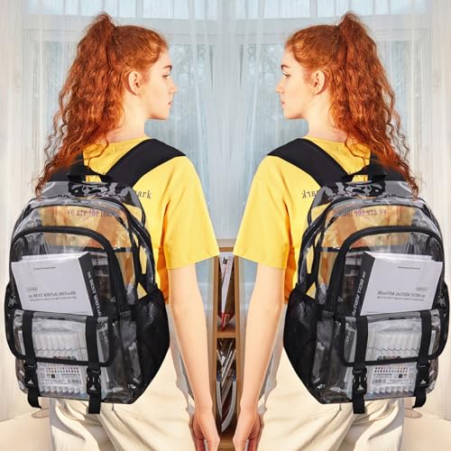 Clear Backpack, Large Clear Amber See Through Bag Heavy Duty Light Brown PVC Transparent Backpacks for College, Work - color: Brown