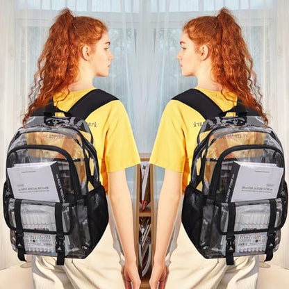 Clear Backpack, Large Clear Amber See Through Bag Heavy Duty Light Brown PVC Transparent Backpacks for College, Work - color: Brown