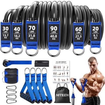 Heavy Resistance Bands for Working Out, NITEEN Resistance Bands with Handles Weight Exercise Bands for Men Women, Workout Bands with Door Anchor and Ankle Straps Strength Training Equipment - size: 310lbs