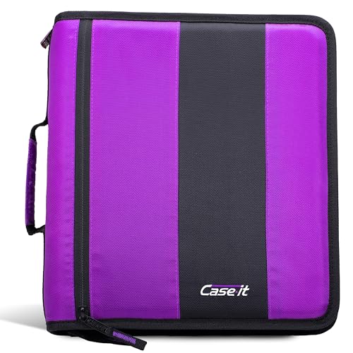 Case-it Classic Zipper Binder | 2-Inch O-Rings, 350 Sheet Capacity, Multiple Storage Pockets & Shoulder Strap | School & Office Organizer | D-251 Deep Purple - color: Deep Purple, size: 1 Pack