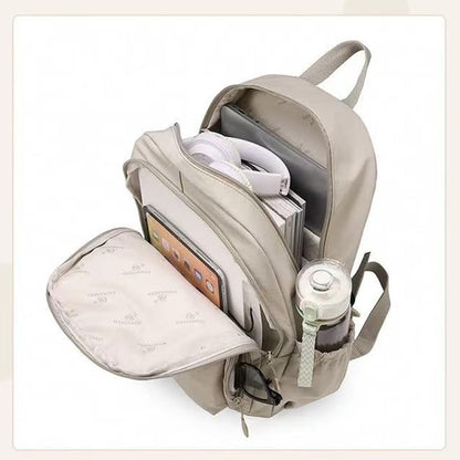 Casual Backpack, Multi-Pocket Design with Front Zipper Compartment (Light khaki) - color: Light Khaki