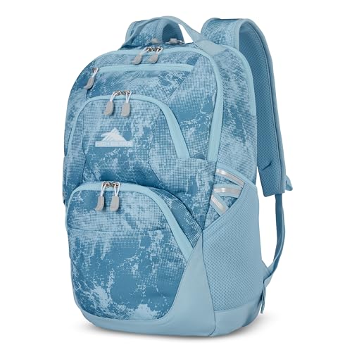 High Sierra Swoop Backpack, Lightweight Bookbag, Large Main Compartment + External Accessory Pockets, Separate Laptop Pocket, Dual Water Bottle Pockets, Fits most 17” Laptops, 30L Capacity, Blue Waves - color: Blue Waves