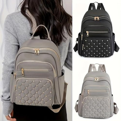 Women Casual Backpack: Multi-Pocket, Large-Capacity, Fashionable & Wear-Resistant - Ideal for Daily Commuting & Travel-white - color: White