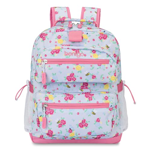 Bentgo Kids Print Backpack - Lightweight 14” Backpack for School, Travel & Daycare, Ideal for Ages 4+, Durable & Water-Resistant, Roomy Interior, & Loop for Lunch Bag (NEW Blooming Floral) - color: Blooming Floral