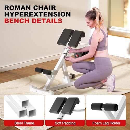 Roman Chair, Multifunctional hyperextension bench for Men & Women, Fitness Chair for Hip, Exceptional for Glute, Core and Lower Back Training,300 lbs Weight Capacity