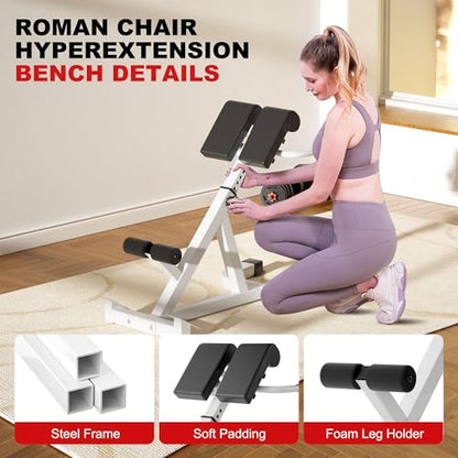 Roman Chair, Multifunctional hyperextension bench for Men & Women, Fitness Chair for Hip, Exceptional for Glute, Core and Lower Back Training,300 lbs Weight Capacity
