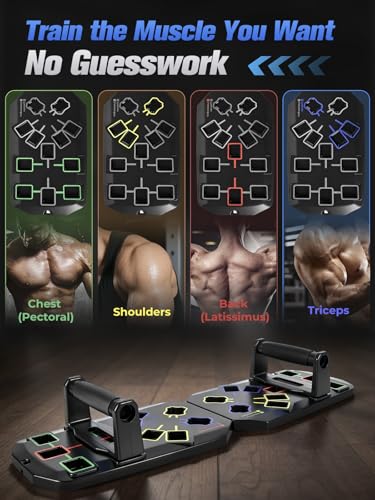 Push Up Board 20-In-1 Workout Equipment, Pushup Board with Handles, Puzzle-Style Snap Design with Square Slots, Home Gym Fitness Equipment for Chest, Shoulders, Back & Triceps, Men and Women - color: Black