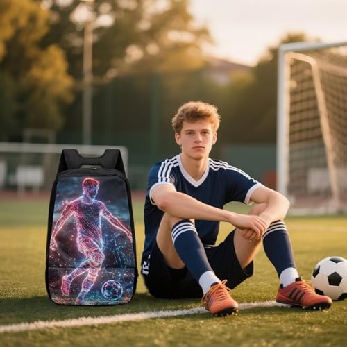 18.5in Basketball Backpack Basketball Bag with Shoe Compartment & Ball Holder, Waterproof Bag for Soccer Volleyball - color: Cool Figure Soccer Print