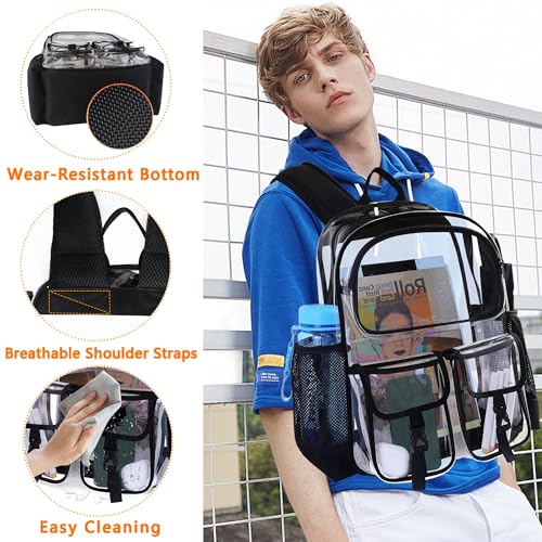 Clear Backpack for School, Clear Bookbag Heavy Duty Transparent Backpacks 17 '' Large See Through Bag for Boys Girls - color: Blue