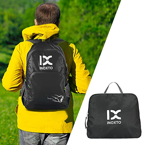 INOXTO 20L Lightweight Hiking Backpack Small Foldable Hiking Daypack for Outdoor Hiking Travel Camping (Black) - color: Black
