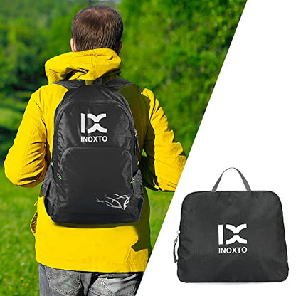 INOXTO 20L Lightweight Hiking Backpack Small Foldable Hiking Daypack for Outdoor Hiking Travel Camping (Black) - color: Black
