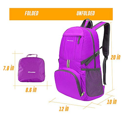 35L Lightweight Packable Backpack Waterproof Durable Hiking Travel Backpack Daypack - color: Purple