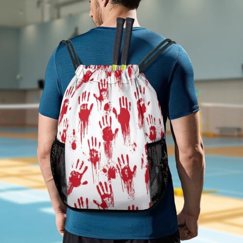 Hand Skull Drawstring Backpack Gym Bag With Shoe Compartment String Bag Sport Beach Swimming Sackpack For Women Men - color: Hand Skull