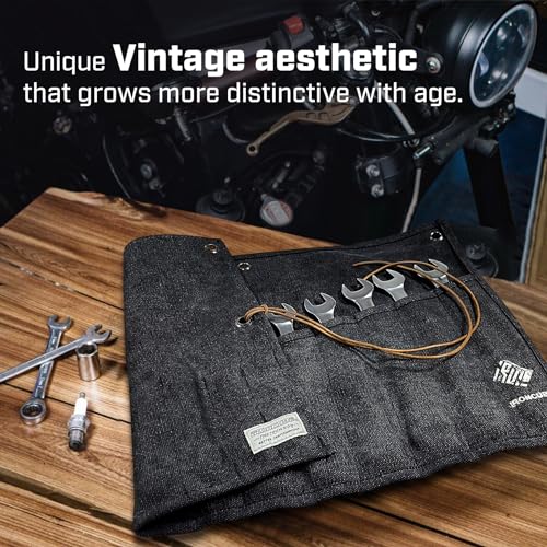 IRONCUBE Tool Pouch, Roll-Up Storage Bag for Hand Tools & Wrenches - style: 12 Pockets Canvas